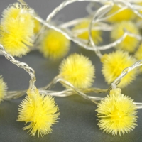 Гирлянда &laquo;Нить&raquo; 5 м с насадками &laquo;Ёжики жёлтые&raquo;, IP20, прозрачная нить, 30 LED, свечение жёлтое, 8 режимов, 220 В