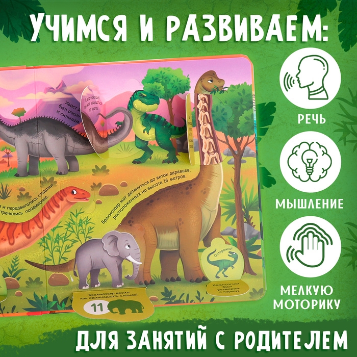 Книга с окошками &laquo;Секреты динозавров&raquo;, 60 окошек