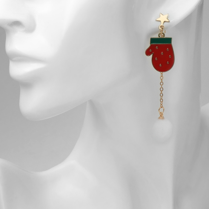 Новый год! Серьги &laquo;Новогодние&raquo; висячие, шапка, цветные в золоте