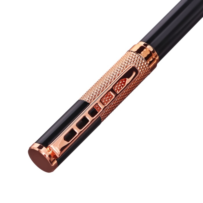 Ручка подарочная шариковая в кожзам футляре поворотная Стиль корпус черный/медь