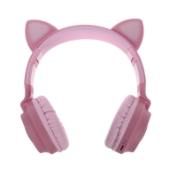 Наушники Hoco W27, беспроводные, накладные, микрофон, BT 5.0, 300 мАч, подсветка, розовые