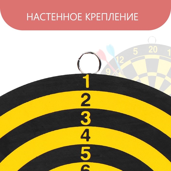 Дартс, мишень диаметром 22 см, 2 дротика