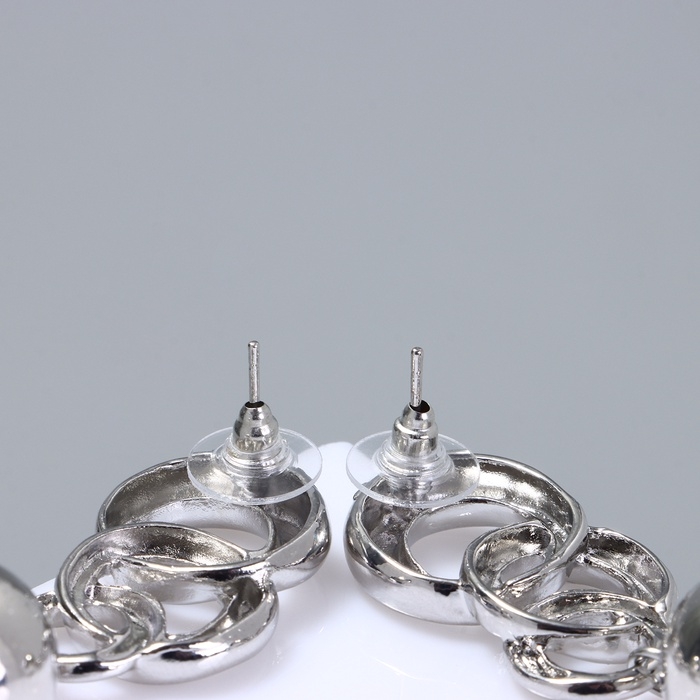 Серьги металл Серьги металл "Стиль" жёлудь, цепь, цвет серебро