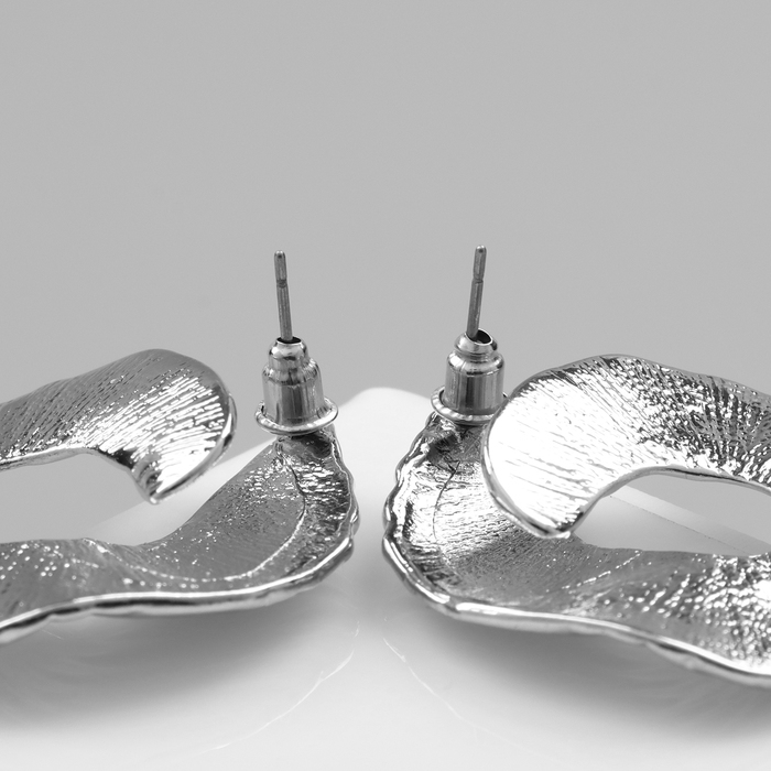 Серьги металл &laquo;Абстракция&raquo; завиток, цвет серебро