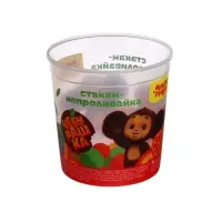 Стакан-непроливайка Мульти-Пульти "Чебурашка" (полный 250 мл, до уровня 50 мл), с рисунком