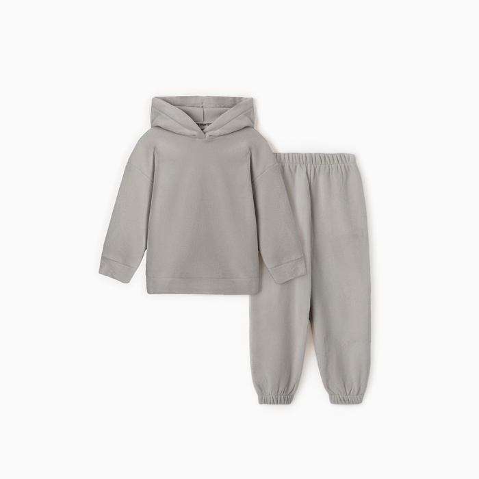 Костюм флисовый (худи и брюки) детский MINAKU: Fleece Soft, цвет графит, рост 140 см