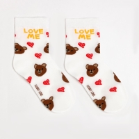 Носки женские "Love me", цвет белый, размер 36-40