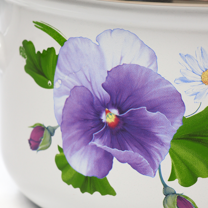 Кастрюля эмалированная &laquo;Анютины глазки&raquo;, 3 л, индукция