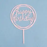 Топпер для торта &laquo;День рождения&raquo;, светло-розовый