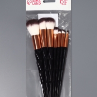 Набор кистей д/макияжа 7шт 20см нейло/пластик черный пакет QF