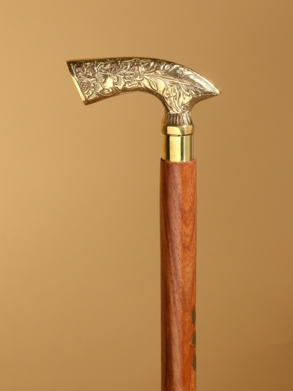 Трость деревянная, шишам, латунь 94 см