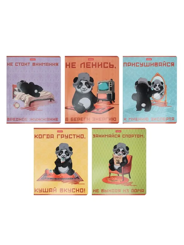 Тетрадь 48л кл Hatber "Мудрая панда", на скобе, скругл углы, 60-65г/м&sup2; 5В МИКС