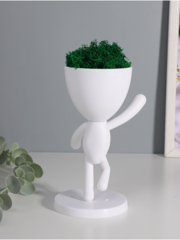 Кашпо пластиковое "Мистер Грин" 16*10*8,5 см белый