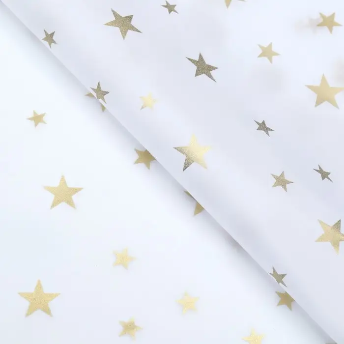 Бумага упаковочная тишью, новогодняя упаковка "Звезды",50 х 66 см.