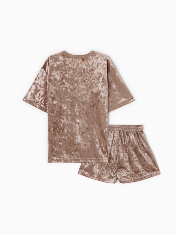 Комплект женский  (футболка и шорты) KAFTAN Velvet р. 40-42, кофейный