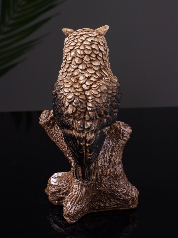 Статуэтка "Филин на ветке" 14 см, цвет коричневый