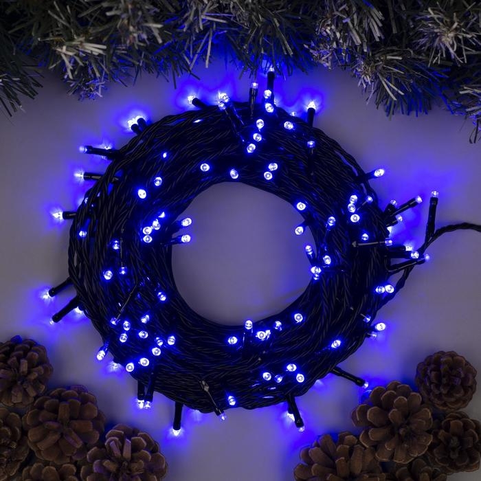 Гирлянда &laquo;Клип-лайт&raquo; 100 м, IP44, УМС, тёмная нить, 1000 LED, свечение синее, 8 режимов, 24 В, без БП