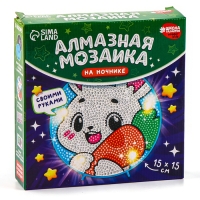 Ночник своими руками. Алмазная мозаика для детей с полным заполнением на ночнике &laquo;Зайка&raquo;, 15 х 15 см