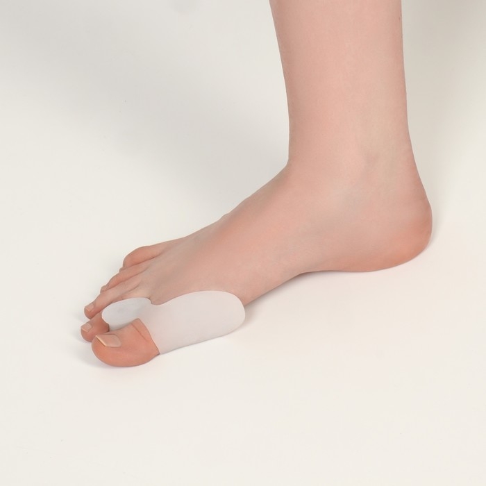 Корректоры - разделители для пальцев ног, с накладкой на косточку большого пальца, 1 разделитель, силиконовые, 8,5 &times; 4,5 см, пара, цвет белый