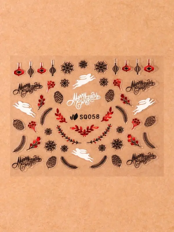 Наклейки для ногтей &laquo;Новый год&raquo;, объёмные, фольгированные, разноцветные