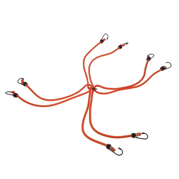 Резинка для крепления багажа Airline "Паук", 80 см, d8 мм, металлические крючки, набор 4 шт