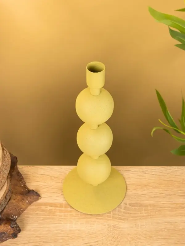 Подсвечник на 1 свечу текстурный "Оливковый" с 3 сферами 10х10х25 см