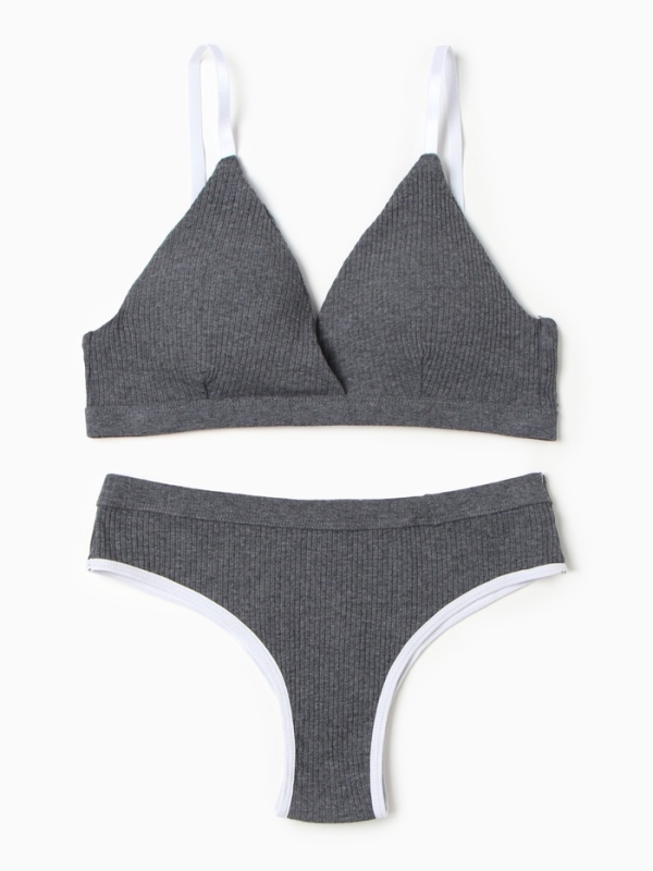 Комплект женский (топ, трусы) цвет темно-серый, размер 42-44