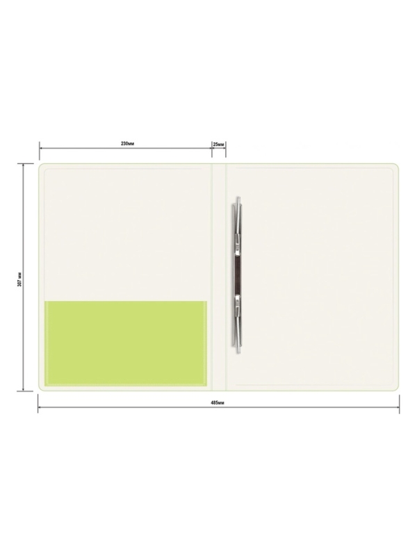 Папка с пружинным скоросшивателем А4, 700 мкм, 27 мм, Calligrata Double Neon, внутренний карман, до 180 листов, салатовый неон