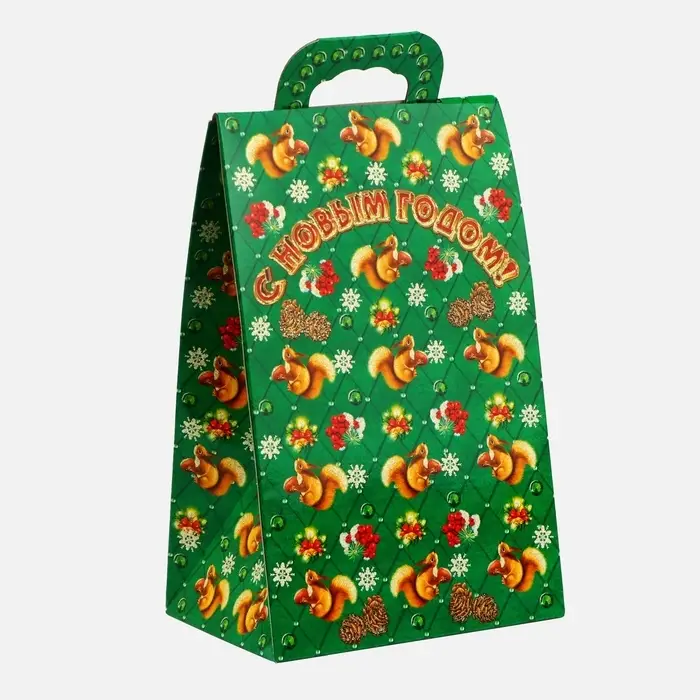 Подарочная коробка новогодняя Сумочка мини &laquo;Потерн праздничный грильяж&raquo; 140&times;100&times;223 см