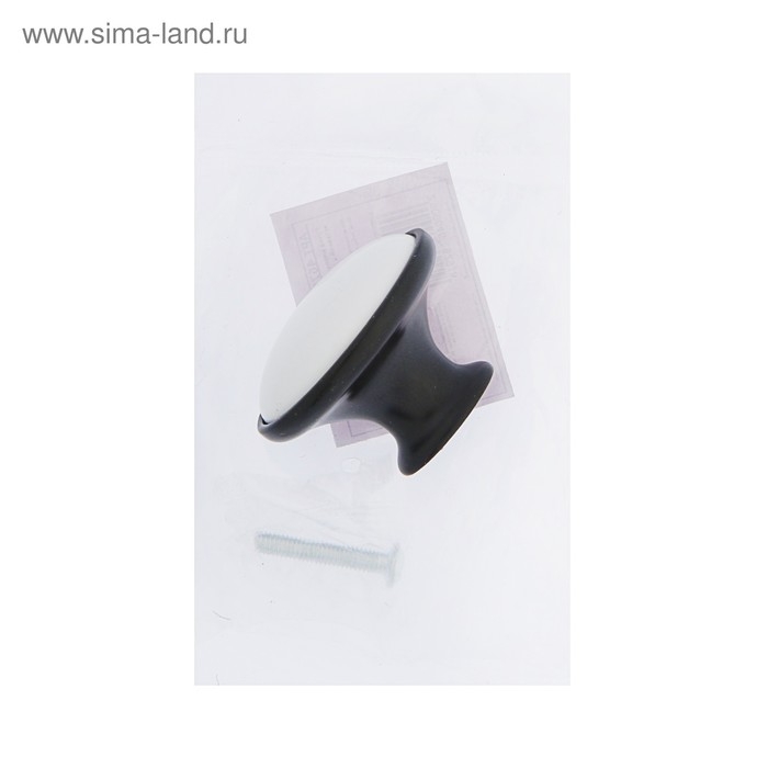 Ручка кнопка ТУНДРА РК023BL LIGHT, чёрная с белой вставкой, 8 шт TMP