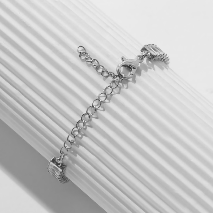 Браслет со стразами &laquo;Бабочки&raquo; прямоугольники, цвет белый в серебре