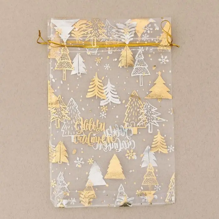 Мешочек подарочный органза &laquo;С Новым счастьем!&raquo;, 16 х 24 см +/- 1.5 см