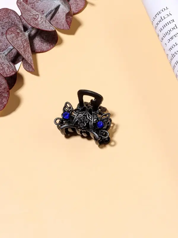 Крабик для волос &laquo;Чёрный с камешками&raquo;, 2.5 см, чёрный