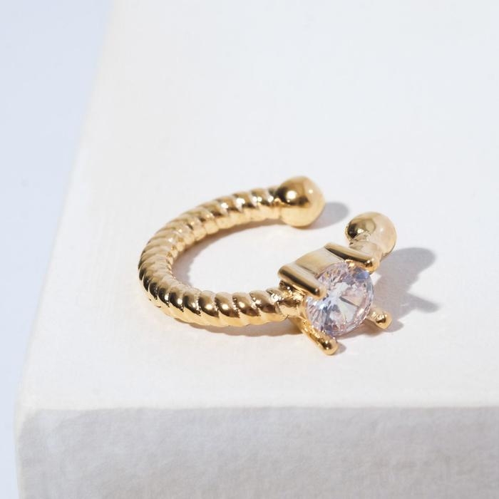 Серьга &laquo;Кафф&raquo; драгоценность, цвет белый в золоте