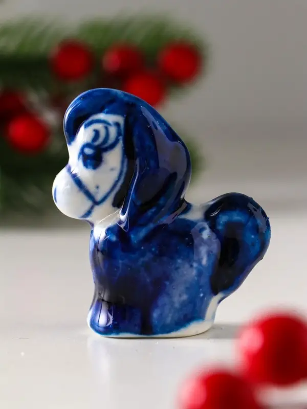 Сувенир "Конь Огонь",5х5 см, гжель