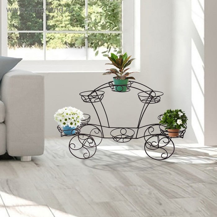 Подставка для цветов &laquo;Карета&raquo;, d=16 см, цвет чёрный