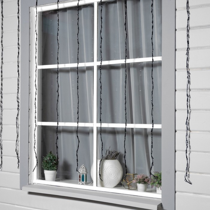 Гирлянда &laquo;Водопад&raquo; 2 &times; 1.5 м, IP44, тёмная нить, 400 LED, свечение синее, 8 режимов, 220 В