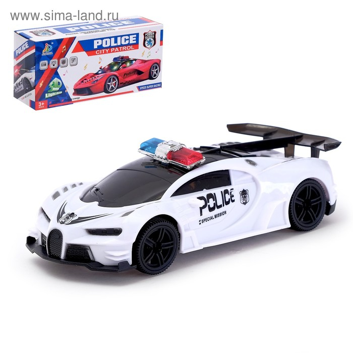 Машина &laquo;Полиция&raquo;, световые и звуковые эффекты, работает от батареек, цвет белый