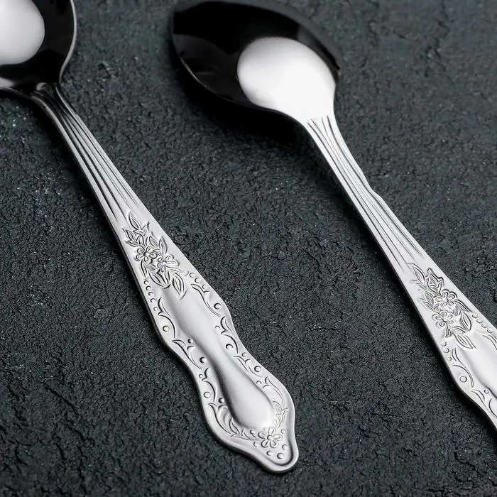 Ложка чайная &laquo;Славяна&raquo;, h=14,5 см, толщина 1,2 мм, цвет серебряный