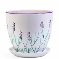 Набор горшков цветочный поддоном 4 шт 0,4 / 1 / 2,5 / 5 л керамика, Лаванда