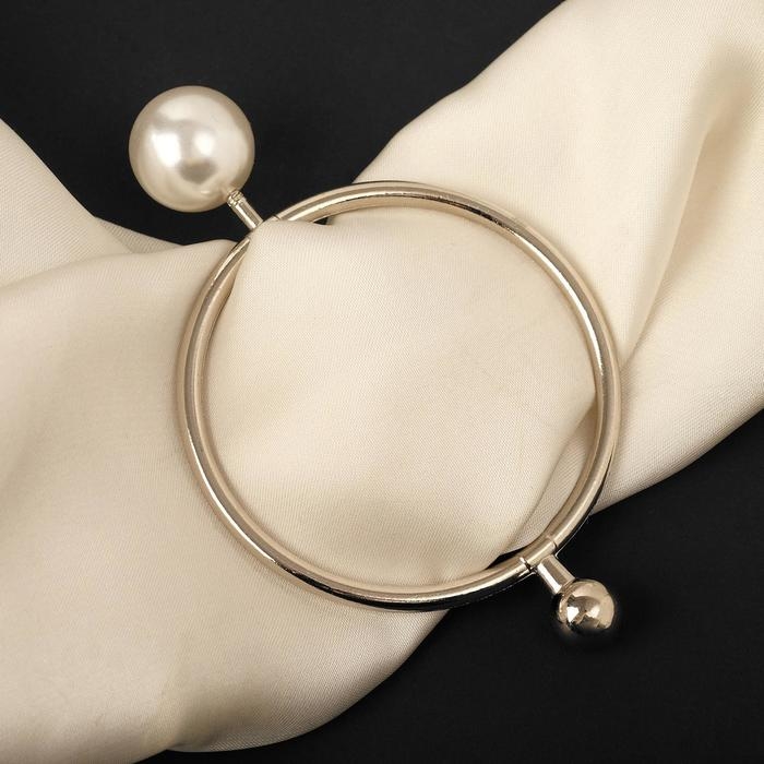 Пряжка для платка &laquo;Бусина&raquo;, цвет белый в серебре