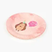 Тарелка одноразовая бумажная &laquo;Желаю счастья, ёжик&raquo;, розовая, 18 см