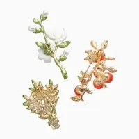 Набор брошей "Цветы" брусника, лаванда, жасмин, цветные