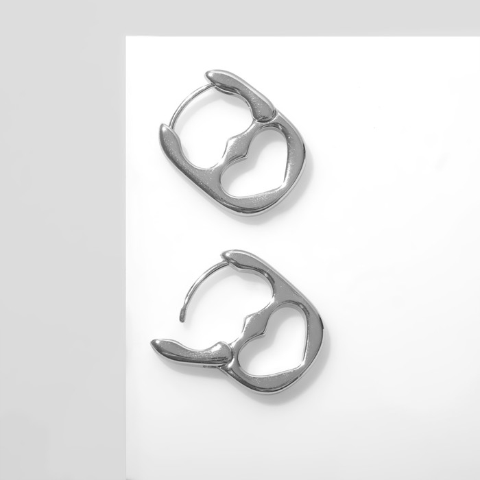 Серьги металл &laquo;Сердце&raquo; ключ, цвет серебро