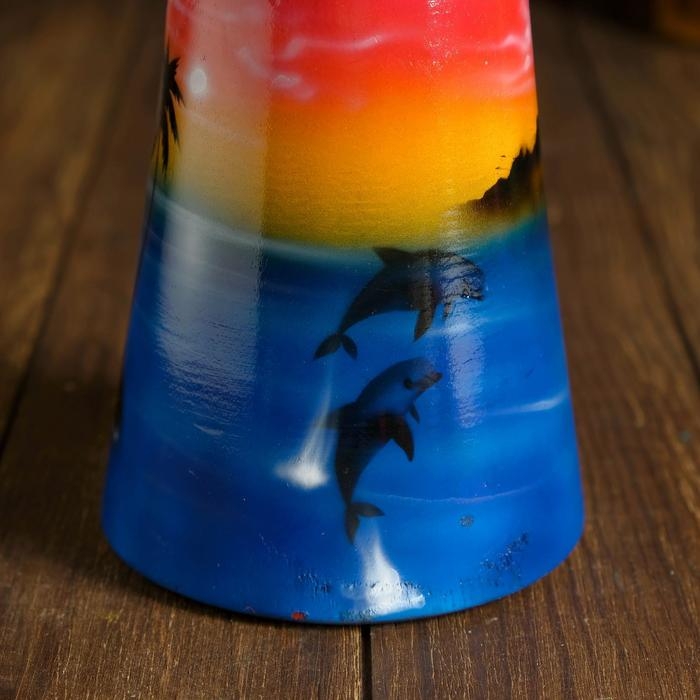 Сувенирный музыкальный инструмент барабан джембе "Пейзаж" 30х15х15 см МИКС