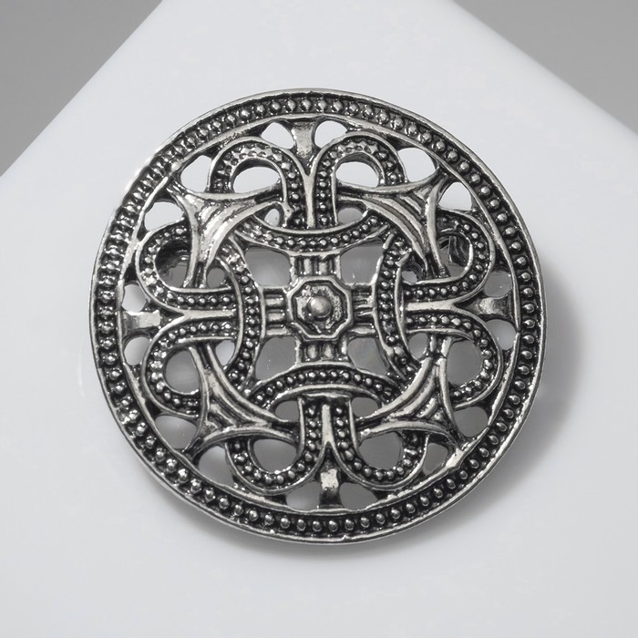 Брошь «Скандинавия» кельтские узлы, цвет чернёного серебра Брошь «Скандинавия» кельтские узлы, цвет чернёного серебра