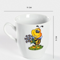 Кружка детская Добрушский завод &laquo;Пчёлы&raquo;, 250 мл, фарфор, белая, рисунок МИКС