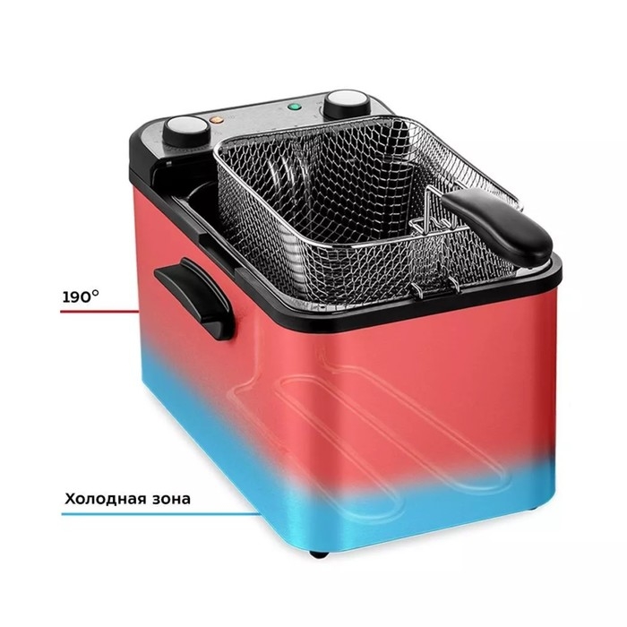 Фритюрница Kitfort КТ-4084, 3270 Вт, чаша 7.6 л, корзина 2.4 л, серебристо-чёрная