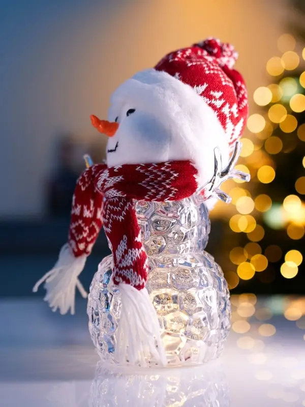 Фигура &laquo;Снеговик в красном&raquo; 28 см, 1 LED, от батареек ААА&times;3, свечение тёплое белое