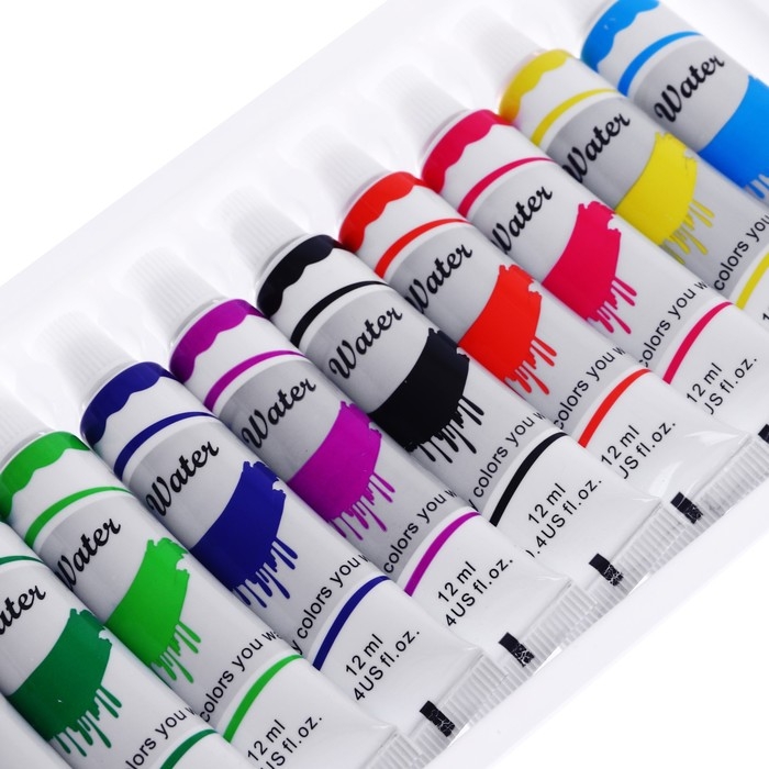 Краски акварельные, 12 цветов, в пластиковой тубе, 12 мл